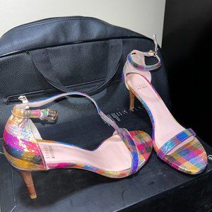 Stuart Weizman Plaid Rainbow Heels Size 8.5